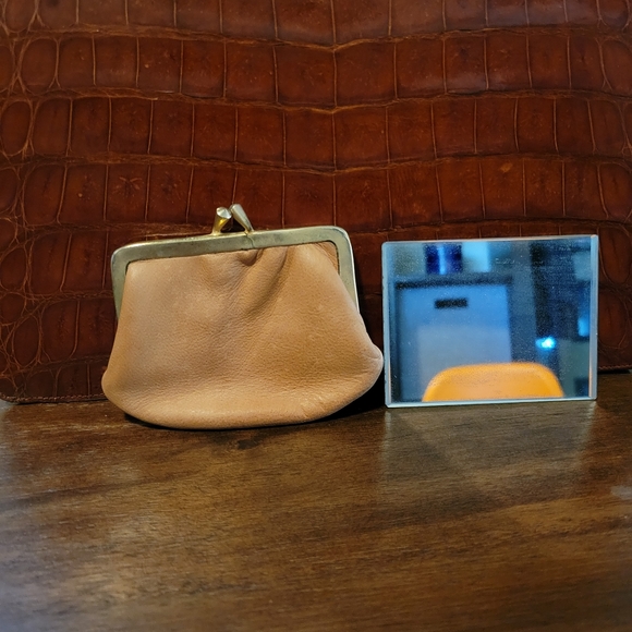 VINTAGE 1950s Industria Argentina Caiman Alligator Leather Purse Cognac Brown - Picture 15 of 17